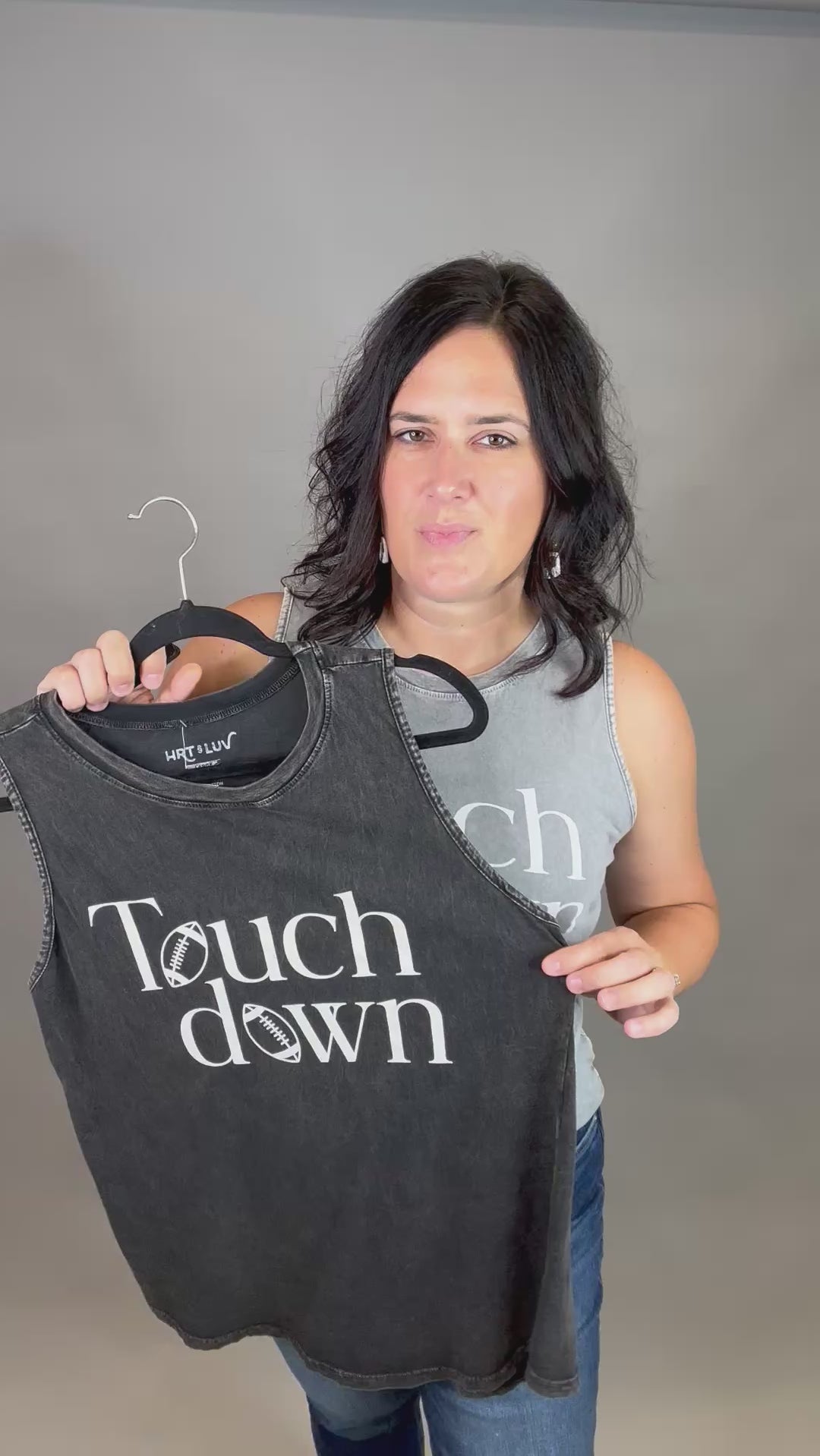 Grey Mineral Washed Touchdown Tank Top Tops- Tanks HRT and LUV