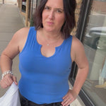 Blue Anna Notch Front Tank Tops- Tanks FLAG AND ANTHEM