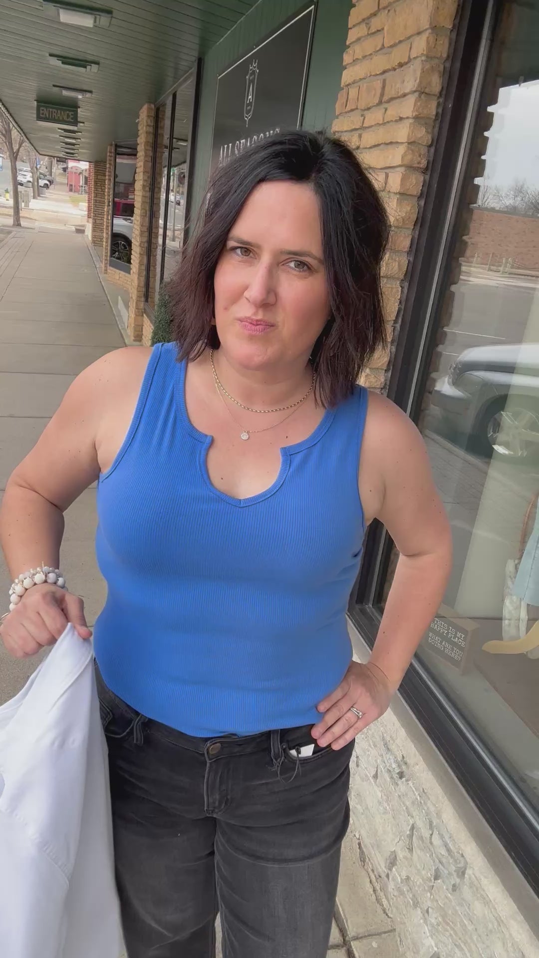 Blue Anna Notch Front Tank Tops- Tanks FLAG AND ANTHEM