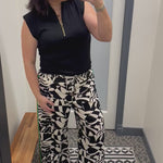 Black Pattern Detail Pant Bottoms - Pants THML