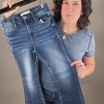 High Rise Dark Bootcut Jeans Bottom- Pants RISEN