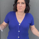 Royal Blue Waffle V Neck Cardigan Tops- Cardigans STACCATO
