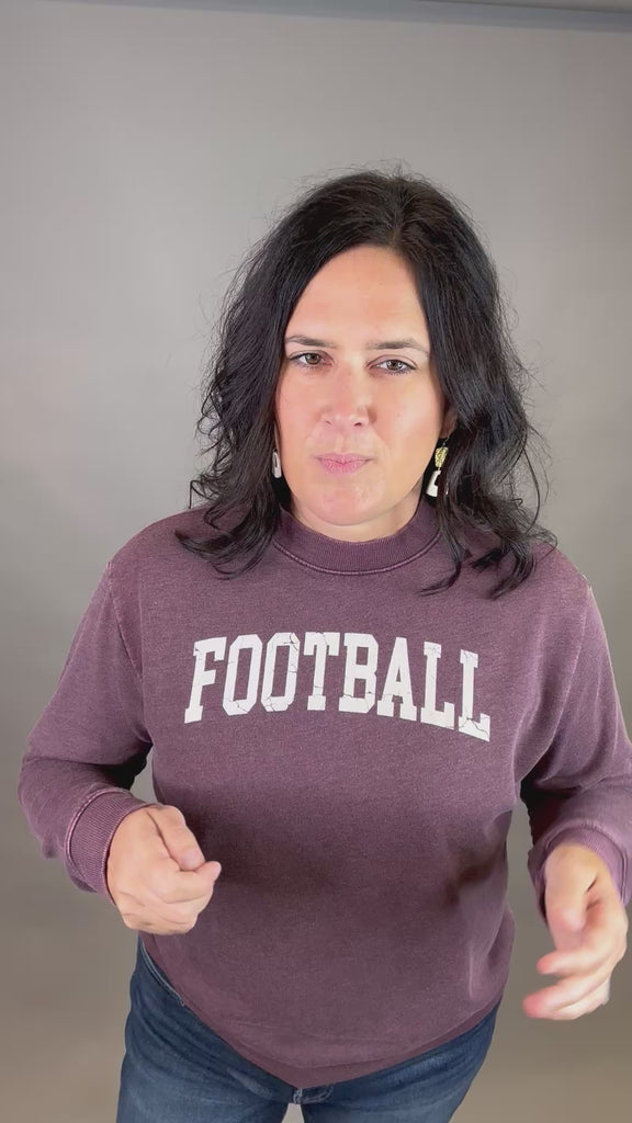 Mineral Burgundy Football Sweatshirt Top- Sweatshirt HRT and LUV