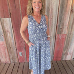 Blue Floral Print Jumper Jumpsuit COZY CO.