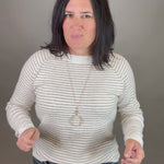 Taupe Striped Raglan Sweater Top - Sweater STACCATO