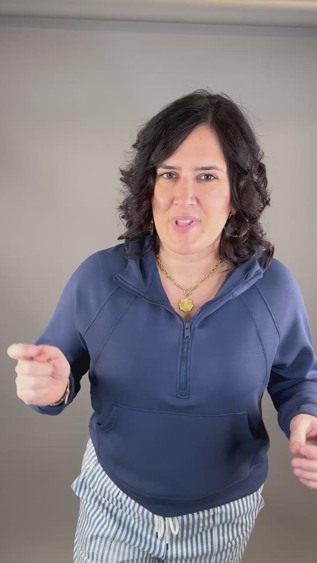 Smoky Navy Quarter Zip Hoodie Jacket Top - Sweatshirt RAE MODE