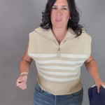 Navy Striped Half Zip Sweater Top Top - Sweater DOE & RAE
