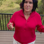 Red Quarter Zip Hoodie Top Top - Sweatshirt RAE MODE