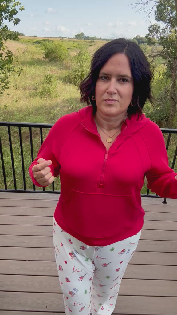 Red Quarter Zip Hoodie Top Top - Sweatshirt RAE MODE