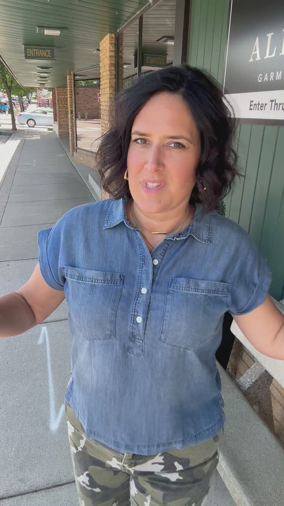 Evelyn Tencel Top in Marina Wash Tops - Button Ups THREAD & SUPPLY
