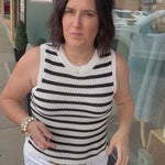 Iris Black & White Stripe Sweater Tank Top - Sweater FLAG AND ANTHEM