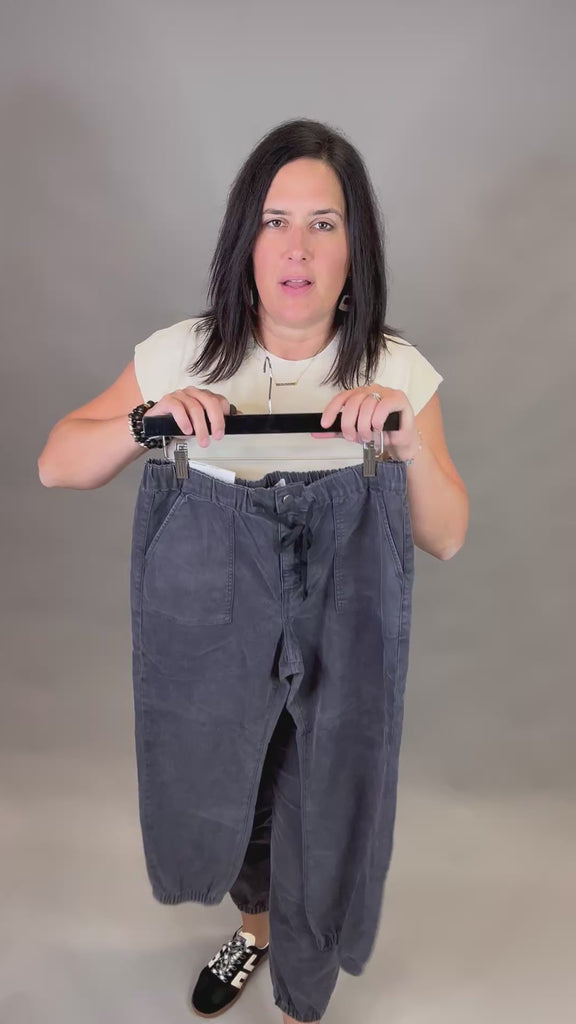 Charcoal Grey Cropped Jogger Bottom- Pants MICA DENIM