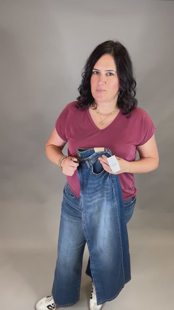 Charlotte Healthy Dark Base Wide Leg Jeans Bottom- Pants KUT FROM THE KLOTH