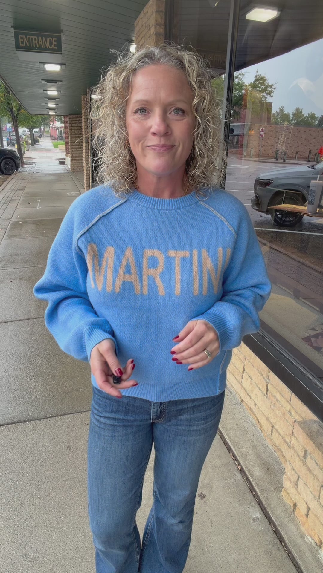 Ice Blue Martini Sweater Top - Sweater HEM & THREAD
