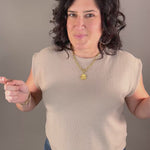 Taupe Cloudy Knit Muscle Tee Top - Tee TRES BIEN