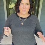 Charcoal Pinstripe Raglan Top Top - Sweater STACCATO