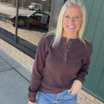 Chocolate Montclair LS Waffle Top Top - Tee FLAG AND ANTHEM