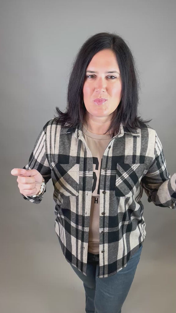 Tan & Black Plaid Button Up Tops - Button Ups PANACHE