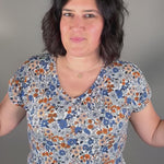 Ivory/Blue Floral Print Jersey Top Tops- Tees STACCATO
