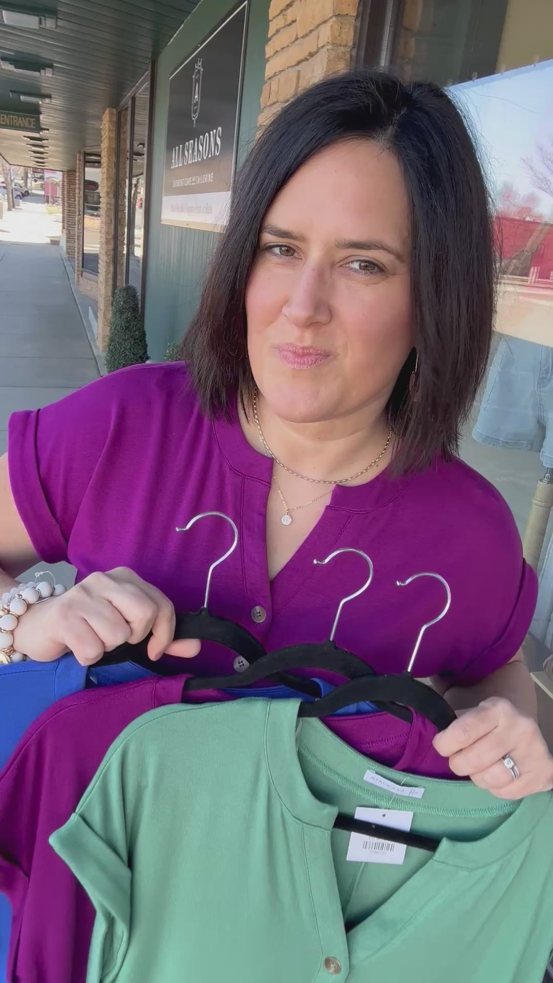 Green Henley Top Top - Tee STACCATO