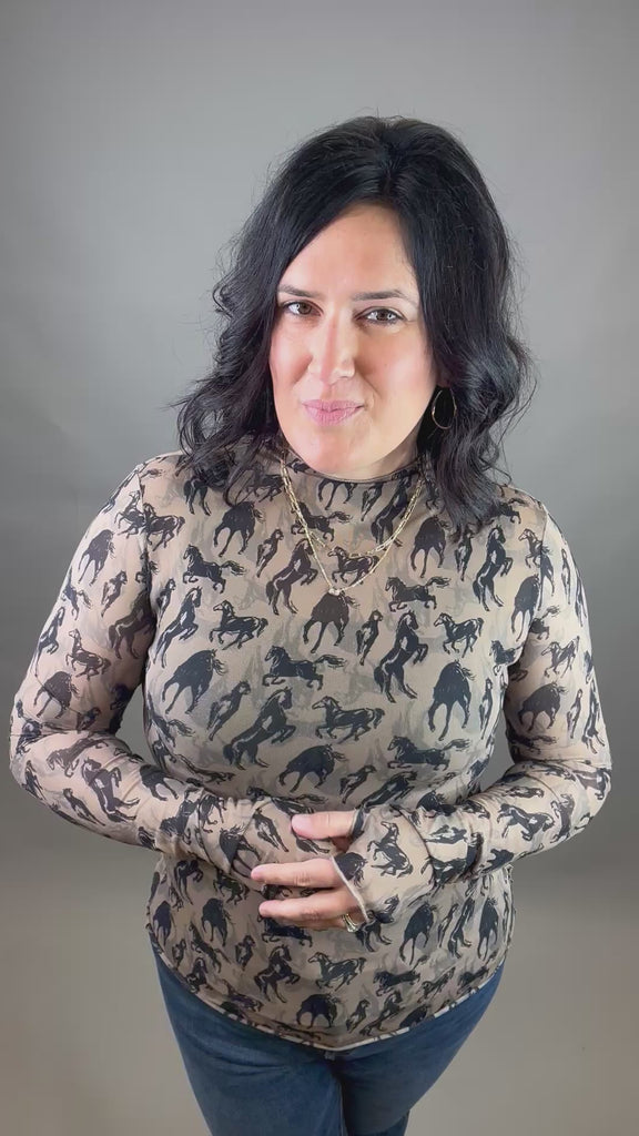 Western Mesh Top Tops- Blouses EE:SOME