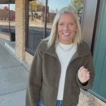 Dena Olive Shearling Zip Up Jacket Outerwear- Jackets KUT FROM THE KLOTH