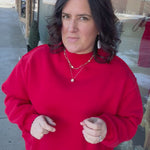 Red Reversible Mock Neck Top - Sweatshirt BUCKETLIST