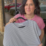 Red/White Stripe Round Neck Jersey Top Top - Tee STACCATO