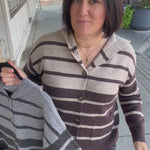 Charcoal Color Block Button Hoodie Top - Sweater STACCATO