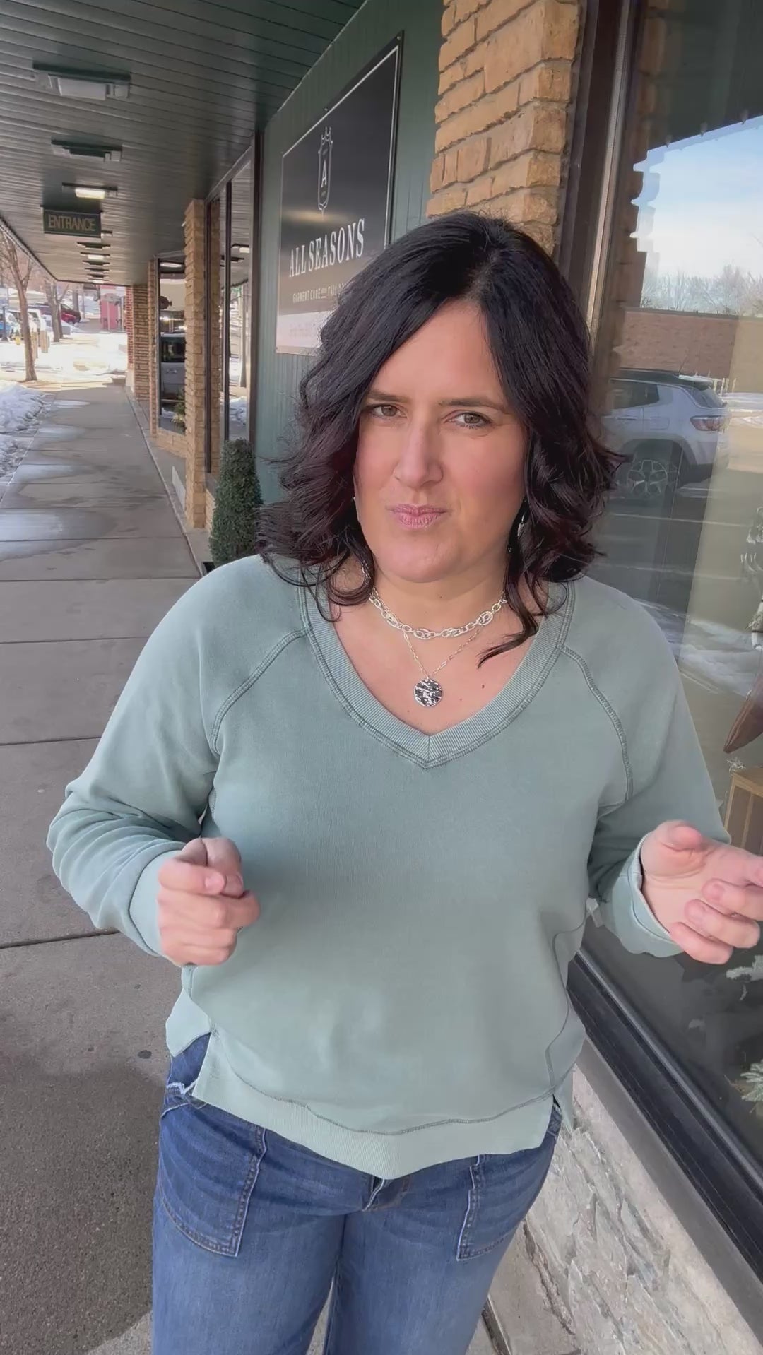 Light Teal Blue Ruby Sweatshirt Top- Sweatshirt THREAD & SUPPLY