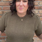Olive Aura Short Sleeve Sweater Top - Sweater JODIFL