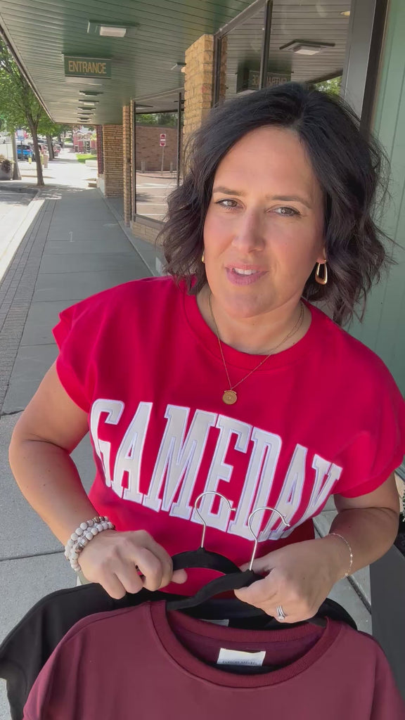 Red Game Day Top Tops- Sweatshirt PANACHE