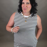 Ivory/Black Striped Sleeveless Dress Dresses STACCATO