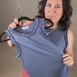 Denim Ruffle Tank Tops- Tanks DOE & RAE