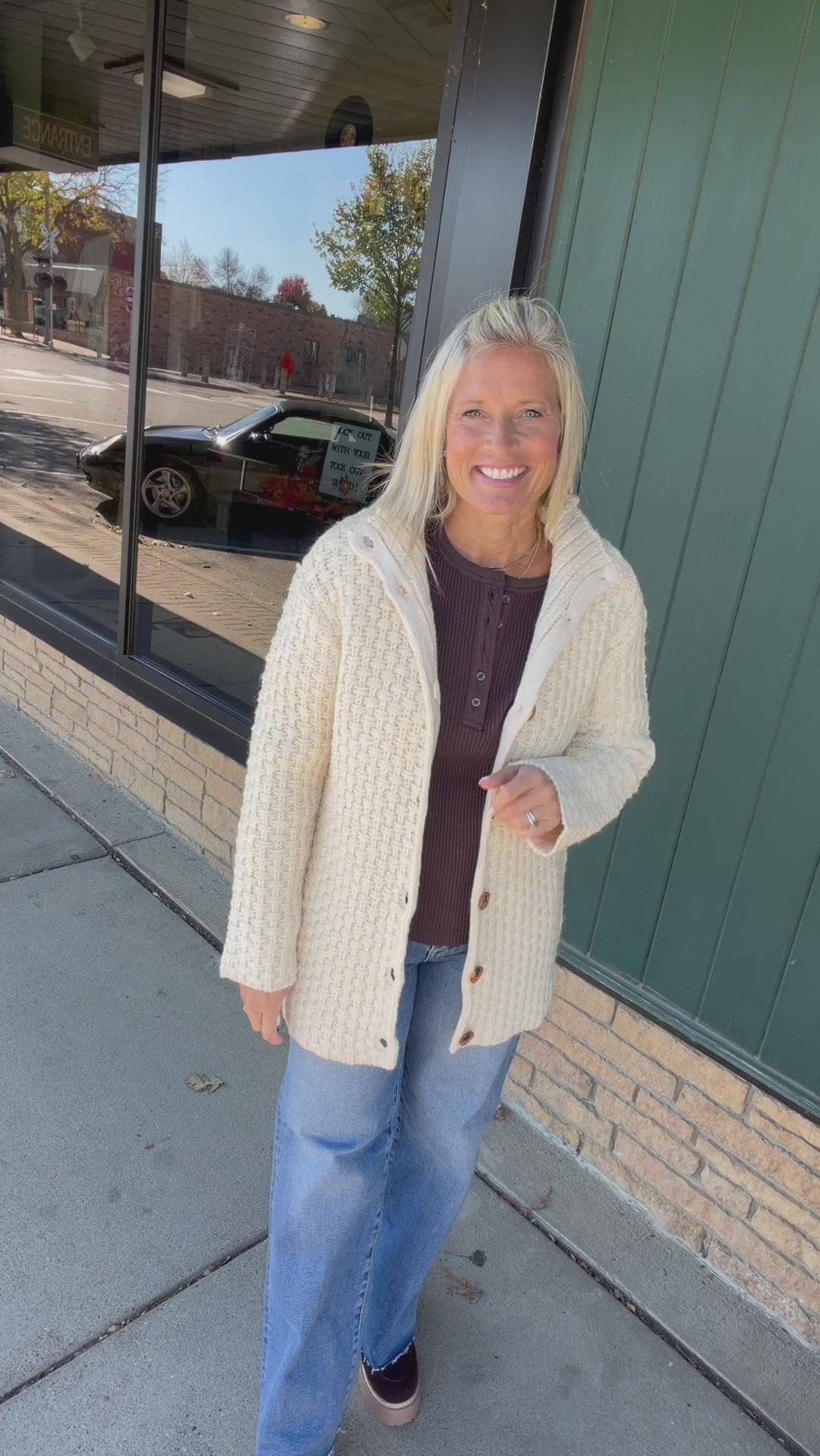 Cream Marlena Sweater Jacket Outerwear- Jackets FLAG AND ANTHEM