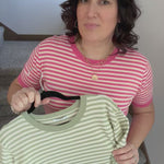Pink Striped Half Sleeve Sweater Top - Sweater STACCATO