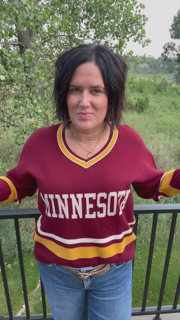 Maroon Minnesota University Sweater Top - Sweater Tea n Rose