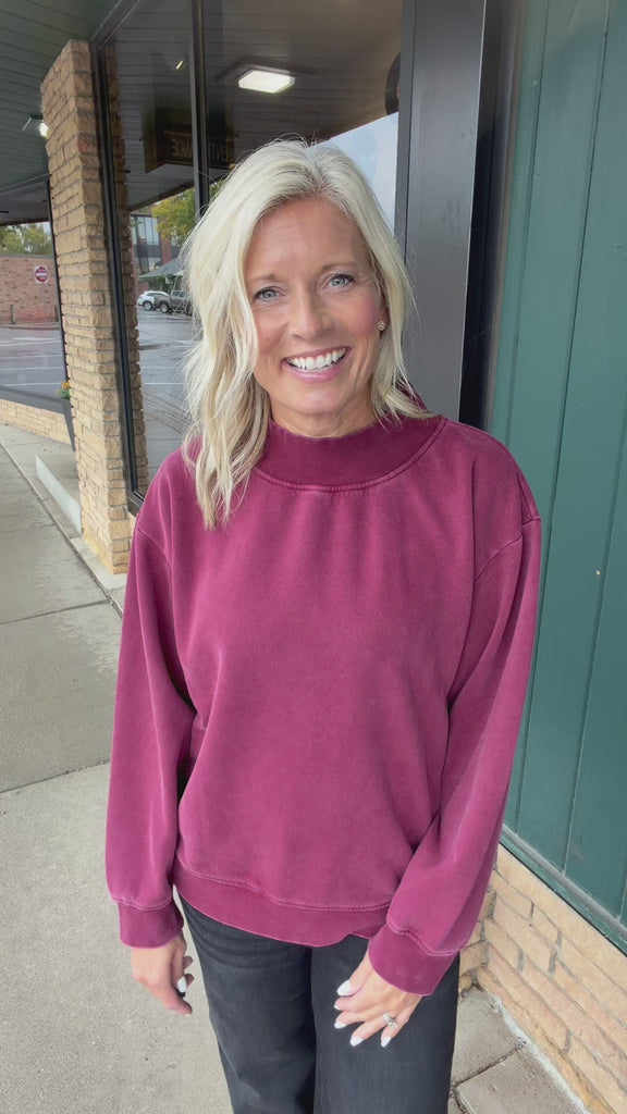 Ashford Zinfandel Mockneck Sweatshirt Top - Sweatshirt THREAD & SUPPLY