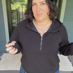 Black Quarter Zip Hoodie Top Top - Sweatshirt RAE MODE