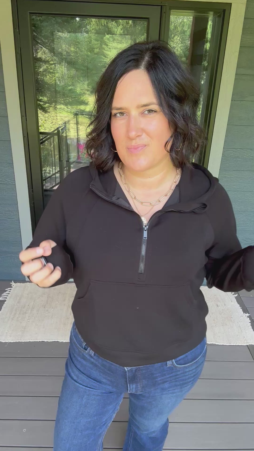 Black Quarter Zip Hoodie Top Top - Sweatshirt RAE MODE