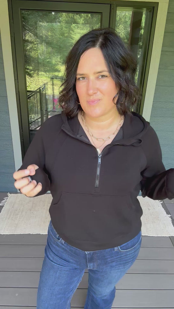 Black Quarter Zip Hoodie Top Top - Sweatshirt RAE MODE