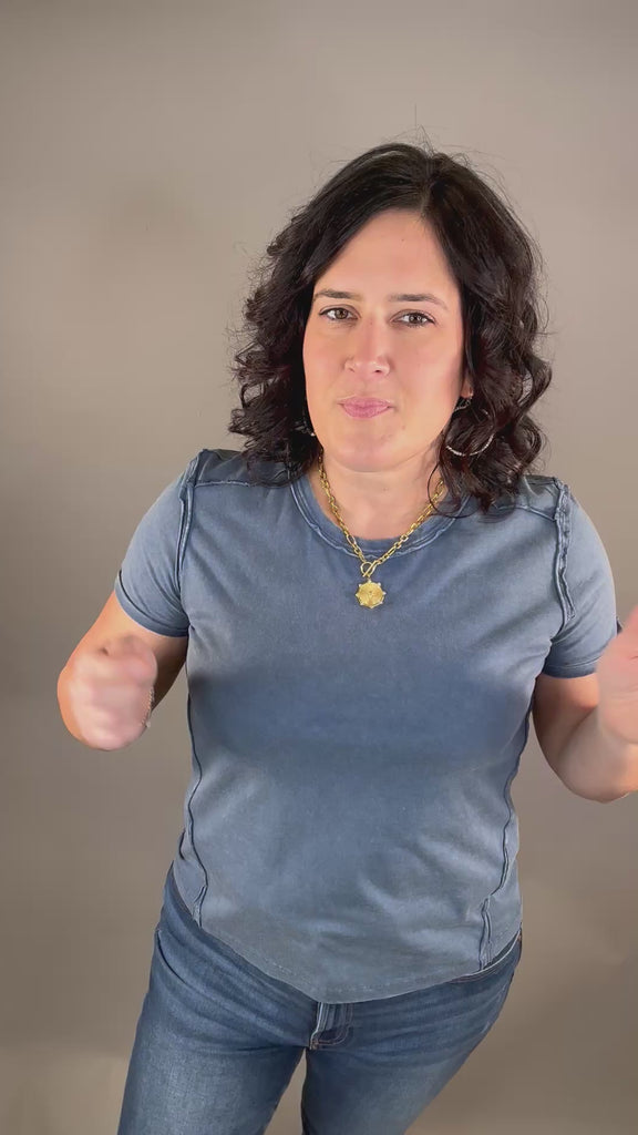 Washed Indigo Juliette Western Tee Top - Tee FLAG AND ANTHEM