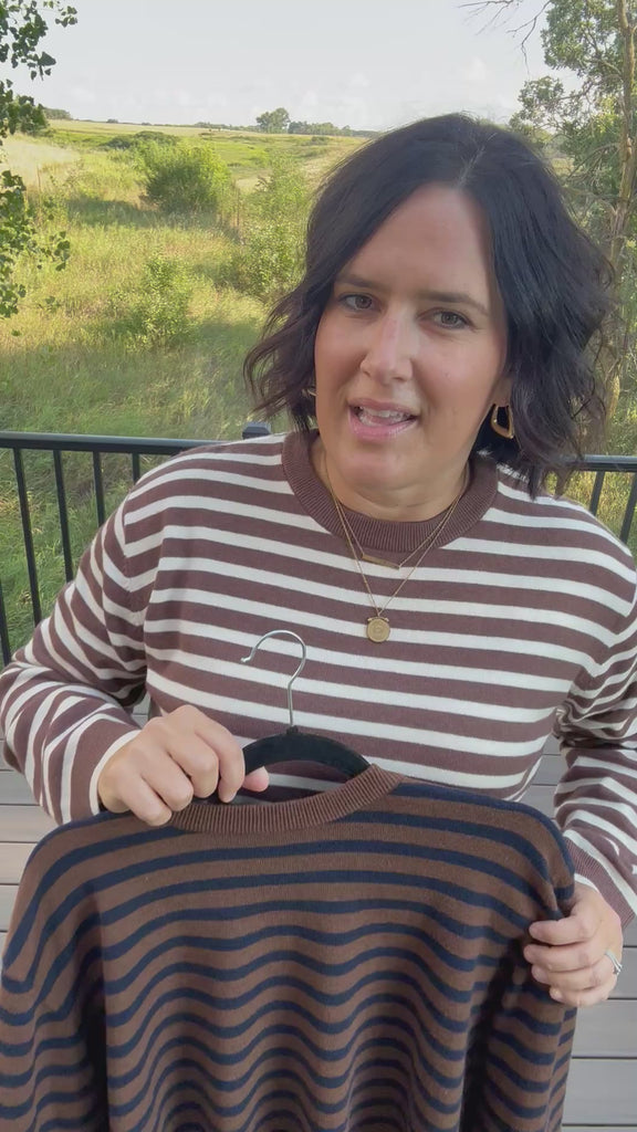 Brown & Cream Stripe Sweater Top - Sweater Mod Ref