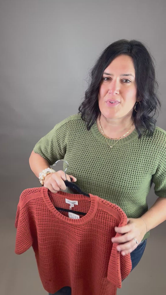 Dry Herb Boxy Short Sleeve Sweater Top - Sweater EE:SOME