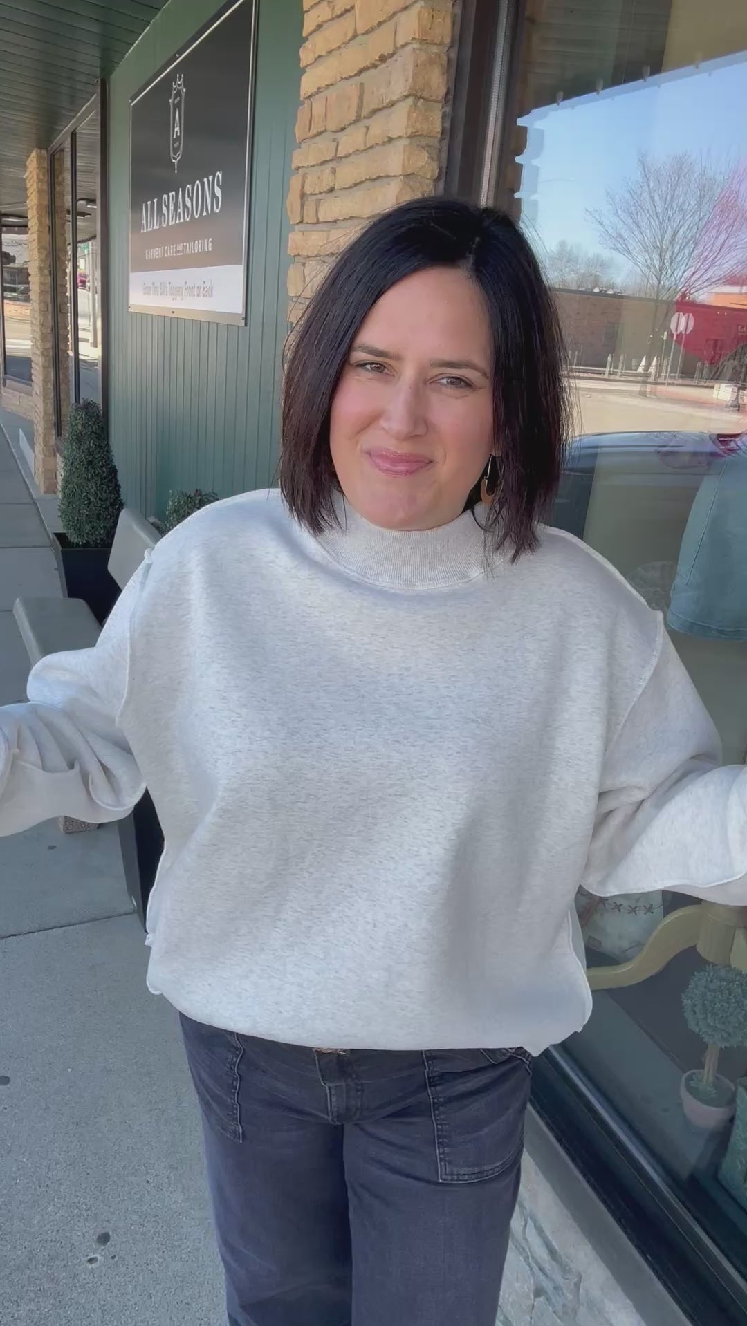 Ash Grey Reversible Mock Neck Top - Sweatshirt BUCKETLIST