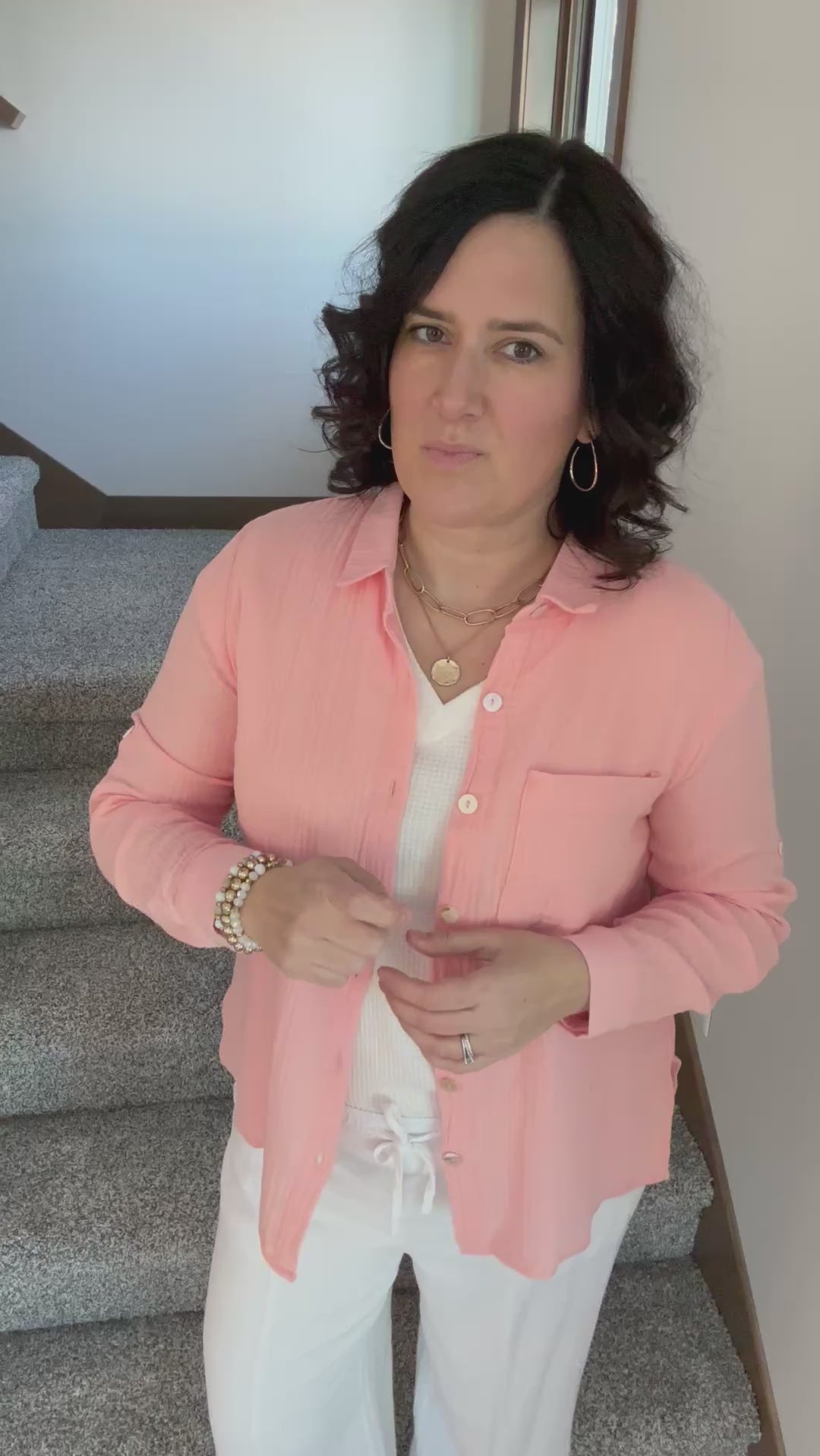 Peach Sorbet Celia Top Tops - Button Ups DEAR SCARLETT