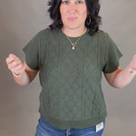 Olive Cable Knit Sweater Top Top - Sweater WISHLIST
