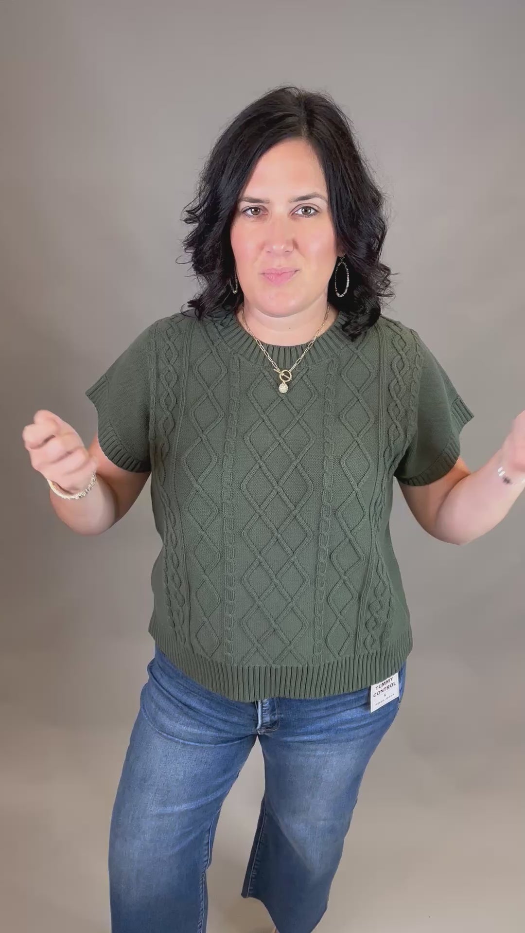 Olive Cable Knit Sweater Top Top - Sweater WISHLIST