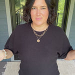 Black Crew Neck Dolman Sweater Top Top - Sweater STACCATO