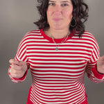 Red Stripe Side Split Top (wacky Wednesday) Top- Sweatshirts STACCATO